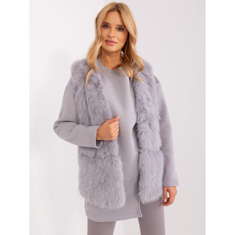 Dámská vesta s kožešinovou podšívkou BINA šedá 