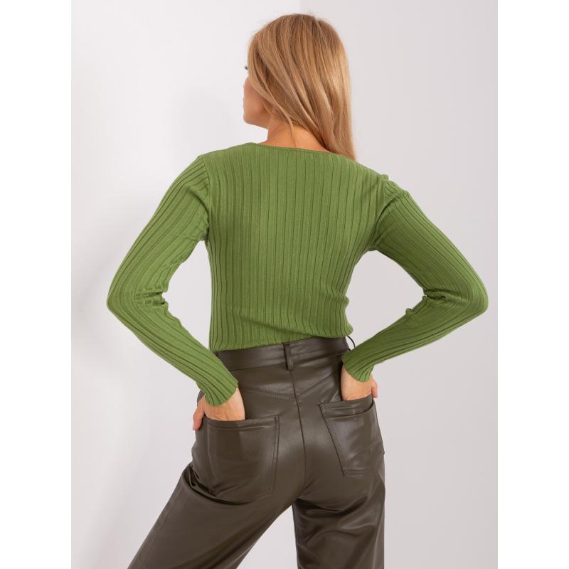 Dámský svetr s výstřihem ZERA světle zelený 