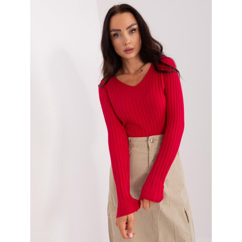 Dámský svetr pruhovaný GUIL červený 
