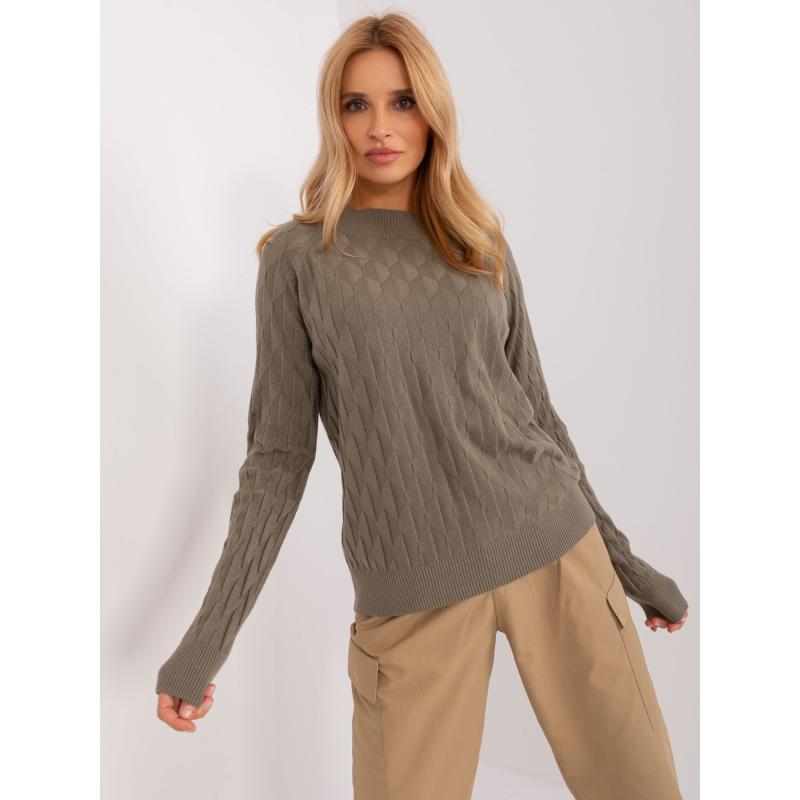 Dámský svetr se vzorem DYFI olivový