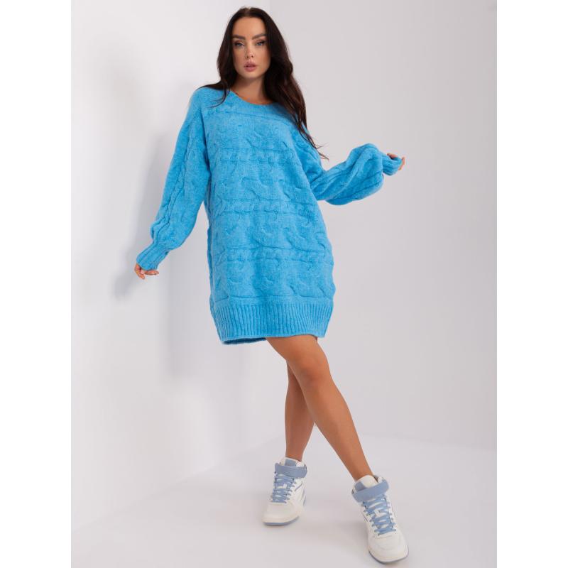 Dámske šaty s dlhým rukávom SLASA modré