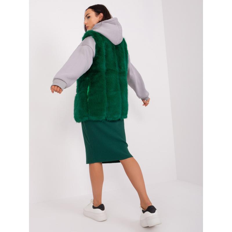 Dámská vesta s kožešinou RILIG tmavě zelená 