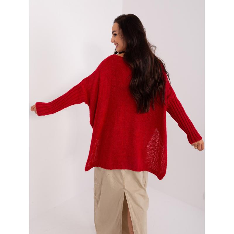 Dámský svetr oversize OCH BELLA tmavě červený  