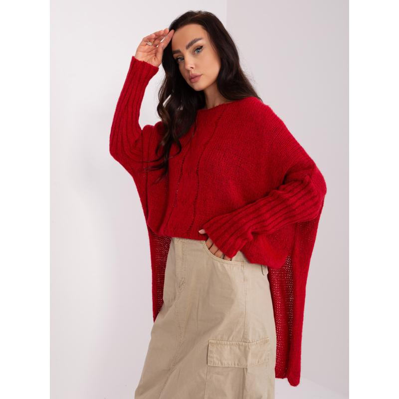 Dámský svetr oversize OCH BELLA tmavě červený  