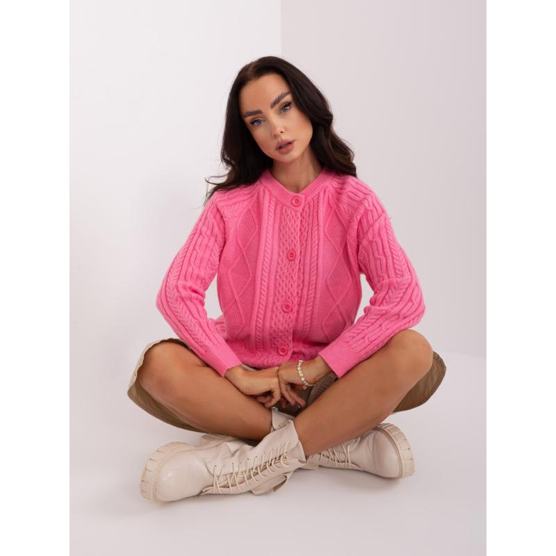 Dámský svetr na knoflíky SYETR růžový