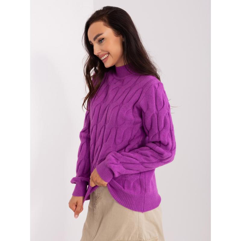 Dámsky károvaný sveter TAN fialový
