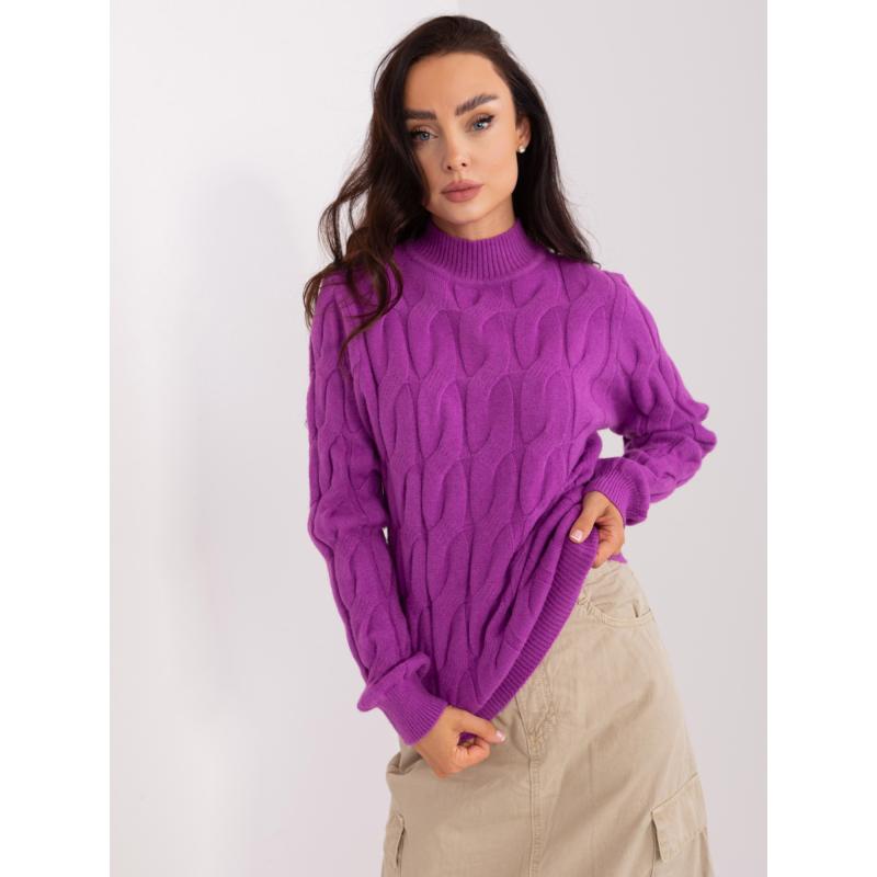 Dámsky károvaný sveter TAN fialový