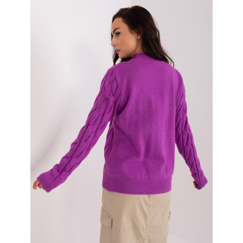 Dámsky károvaný sveter TAN fialový