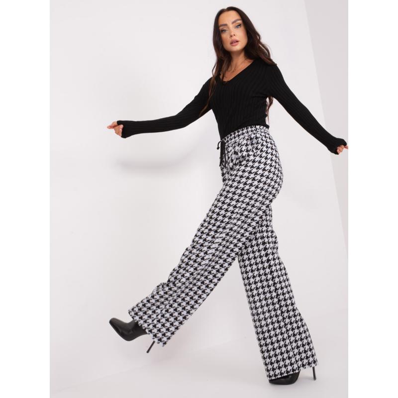 Dámské kalhoty vzorované látkové MORLOR černobílé 