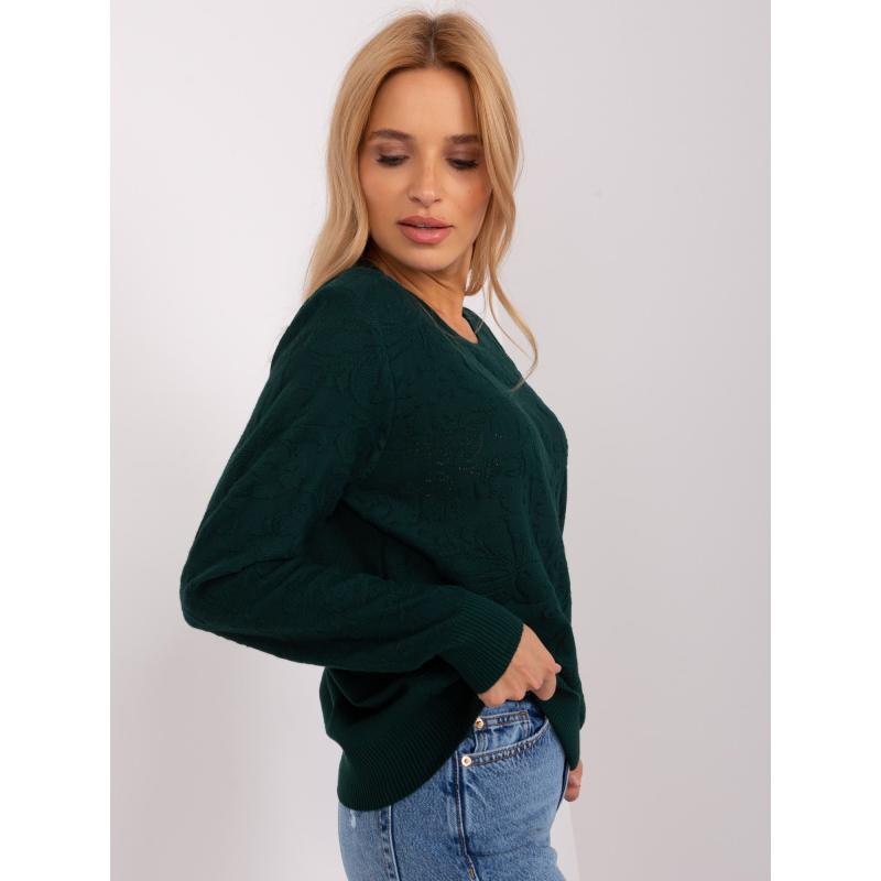 Dámský svetr vzorovaný DELD tmavě zelený 