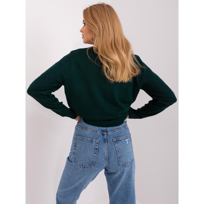 Dámský svetr vzorovaný DELD tmavě zelený 