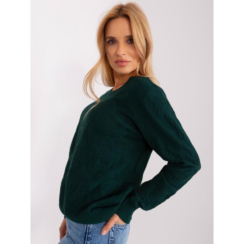 Dámský svetr vzorovaný DELD tmavě zelený 