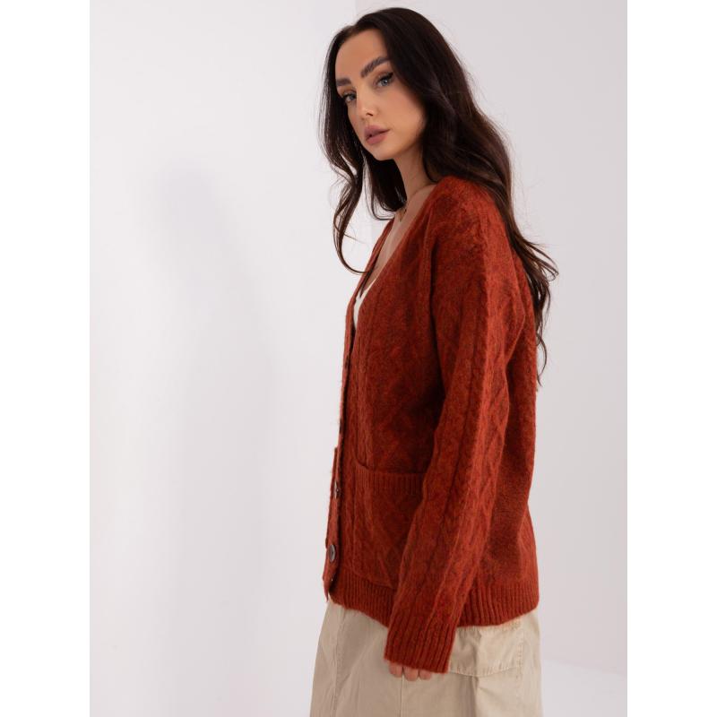 Női pulóver zsebekkel SARD sötét narancssárga