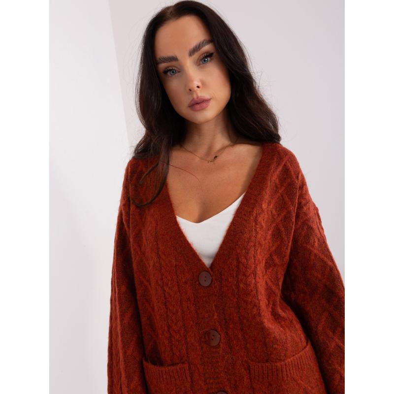 Női pulóver zsebekkel SARD sötét narancssárga