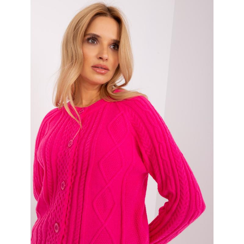 Női túlméretezett pulóver kockás NIS sötét rózsaszín
