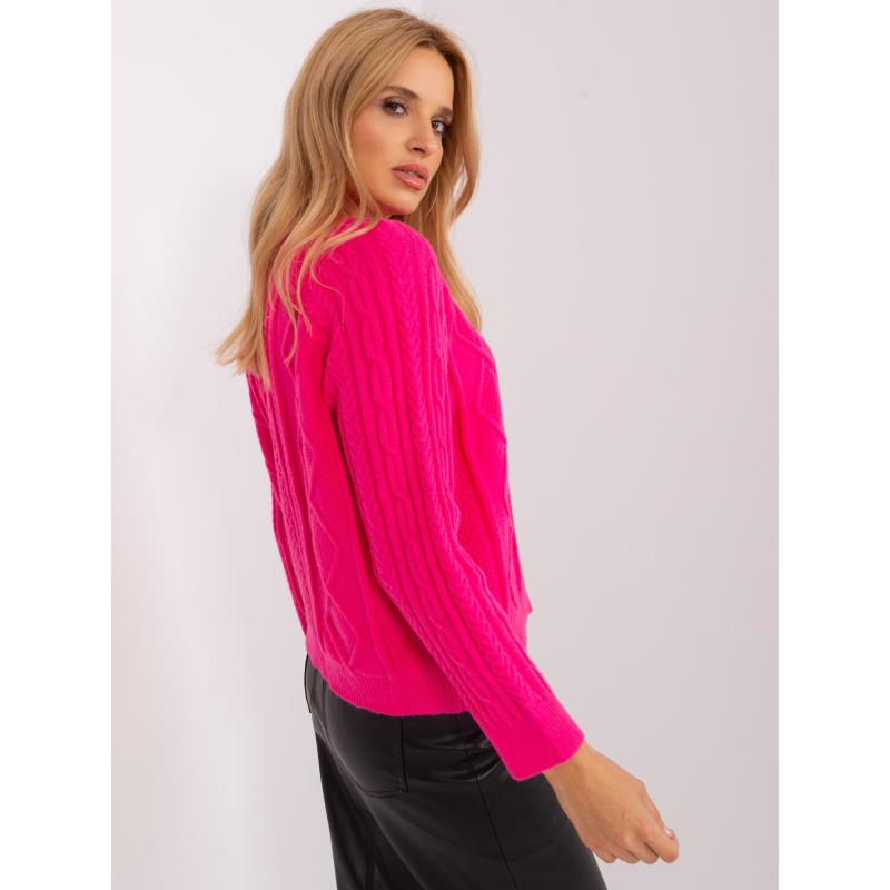 Dámský svetr nadměrné velikosti kostkovaný NIS tmavě růžový 