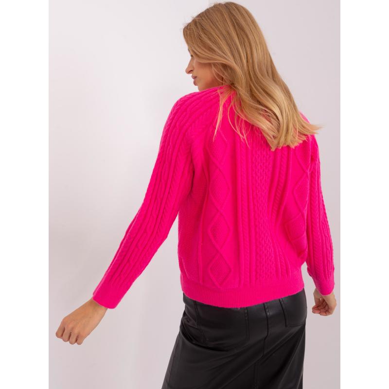 Dámský svetr nadměrné velikosti kostkovaný NIS tmavě růžový 
