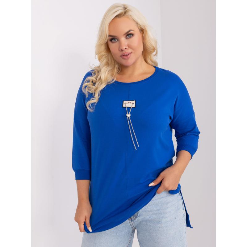 Dámska plus size blúzka s rebrovaným lemom ERA tmavomodrá
