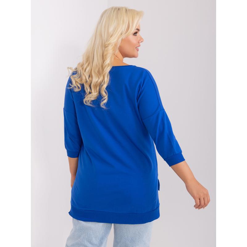 Dámska plus size blúzka s rebrovaným lemom ERA tmavomodrá