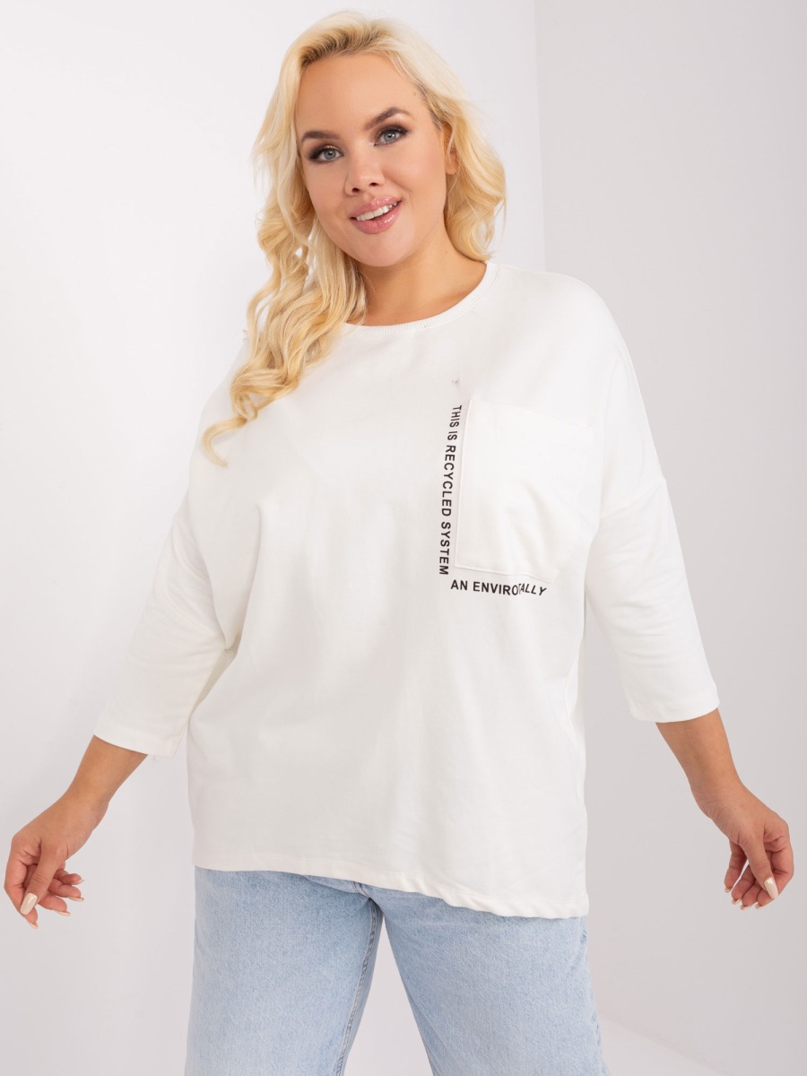 Női plus size blúz kerek nyakkivágással VIBRA ekrü színű