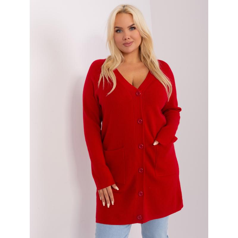 Dámský svetr s kapsami ME červený 
