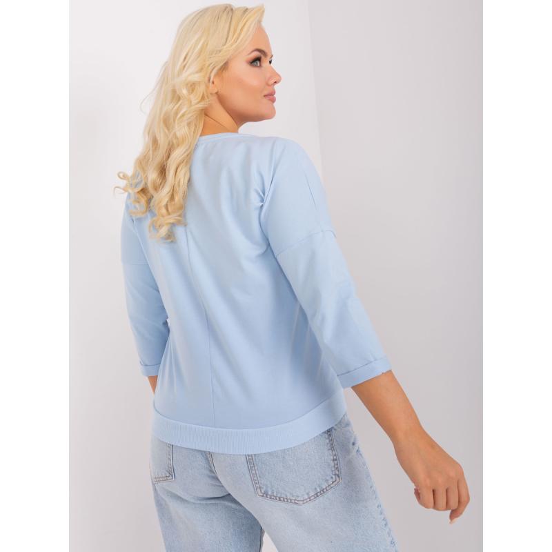 Dámská halenka plus size s kulatým výstřihem DANE světle modrá  