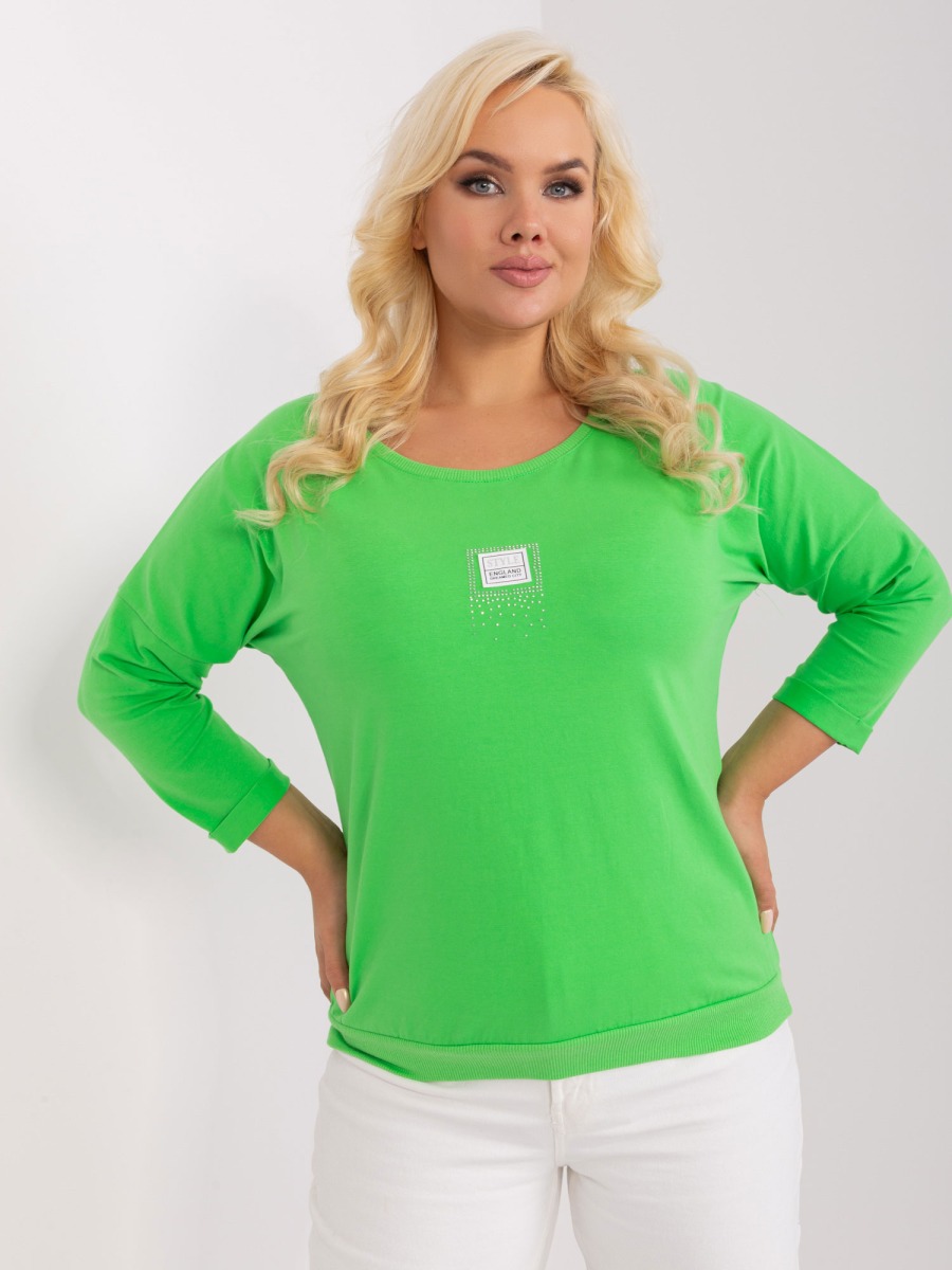 Dámska plus size blúzka s okrúhlym výstrihom MIRE svetlozelená