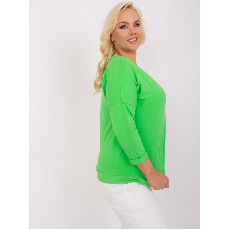 Dámská halenka plus size s kulatým výstřihem MIRE světle zelená  