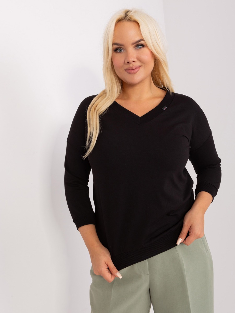 Dámska plus size blúzka BASIC čierna
