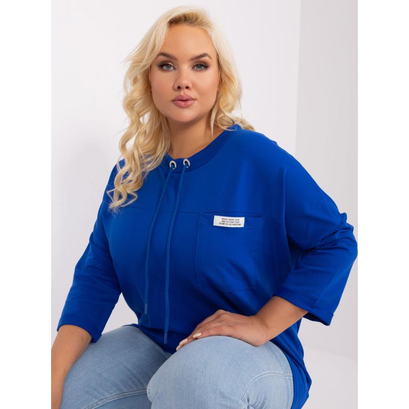 Dámska plus size blúzka voľného strihu VOER kobaltová