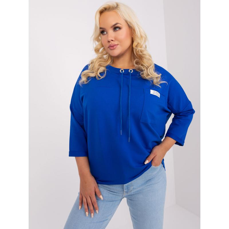 Dámska plus size blúzka voľného strihu VOER kobaltová