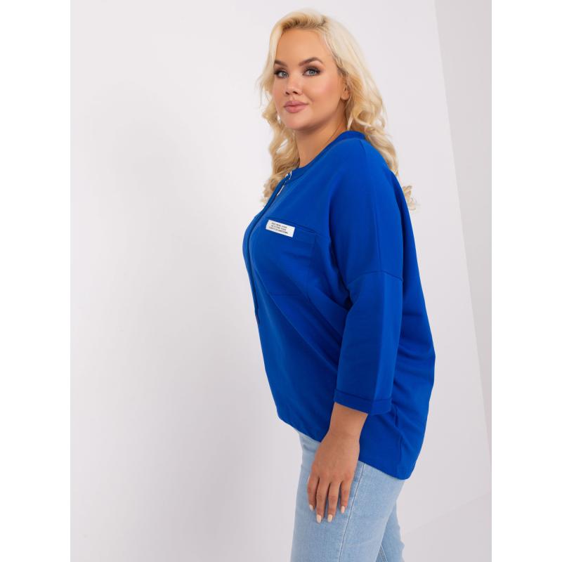 Dámska plus size blúzka voľného strihu VOER kobaltová