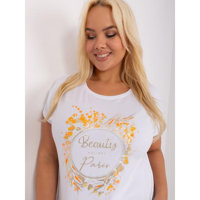 Dámská halenka plus size s vázáním ROD bílooranžová