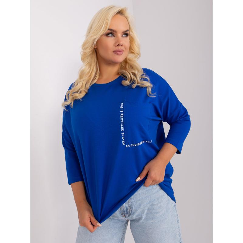 Dámska plus size blúzka s okrúhlym výstrihom MEIRR kobaltová