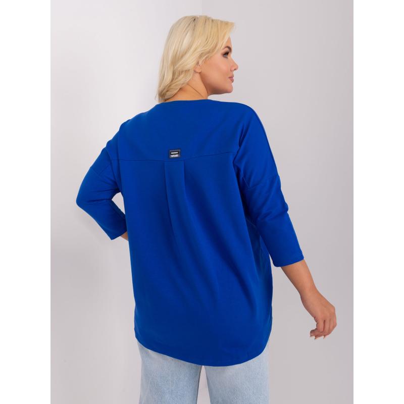 Dámska plus size blúzka s okrúhlym výstrihom MEIRR kobaltová