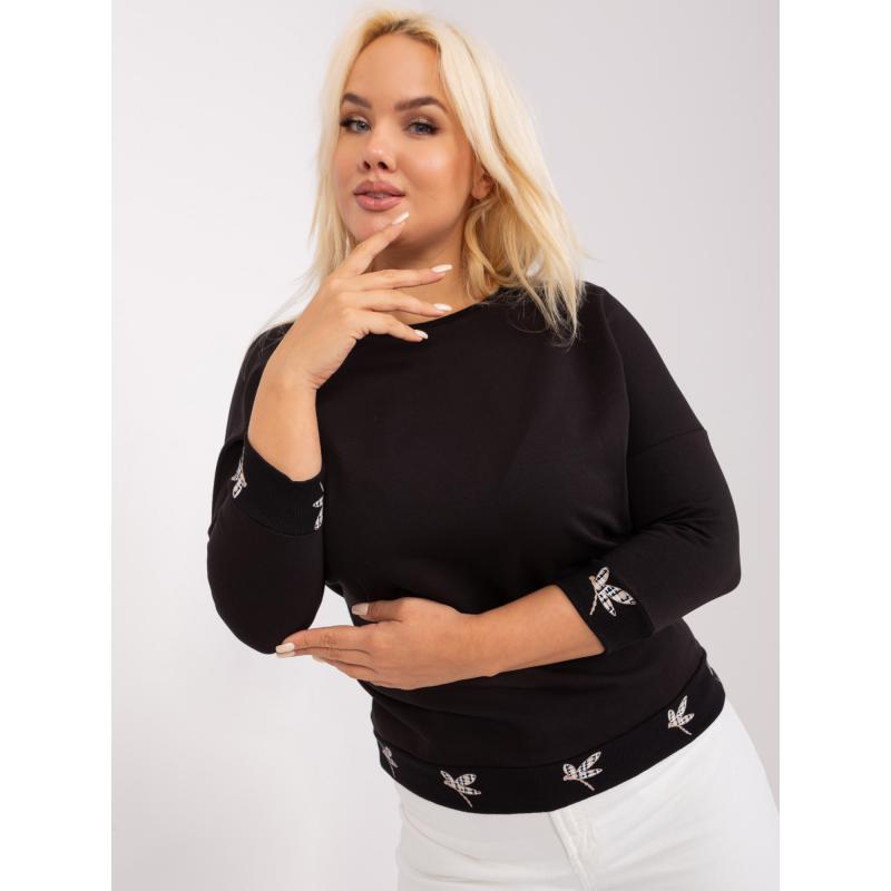 Női plus size blúz kerek nyakkivágással ORILE fekete