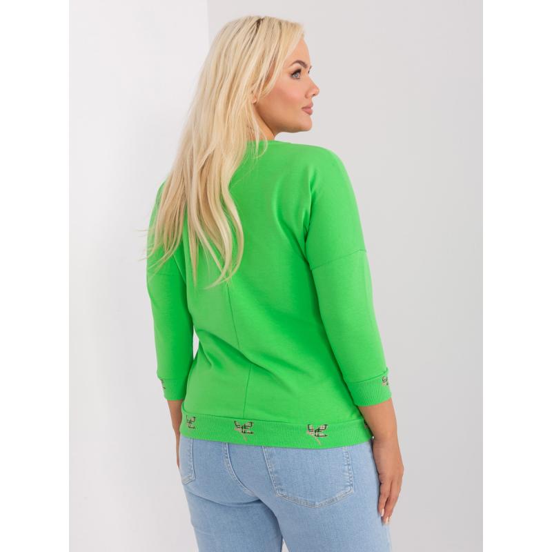 Dámská halenka plus size s žebrovaným lemem IRANO světle zelená 