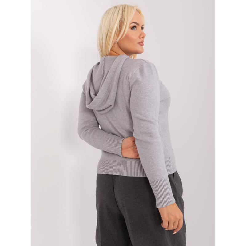 Dámský svetr plus size s vázáním BIA šedý