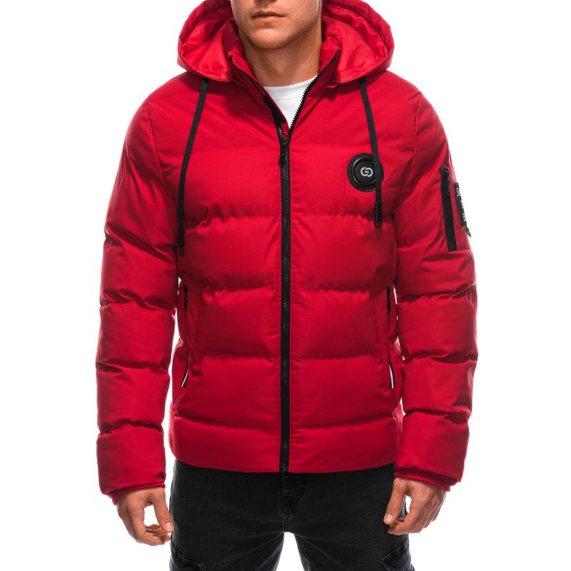Férfi téli steppelt kabát C612 piros