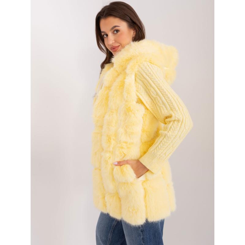 Dámská vesta s kapucí ETURI světle žlutá