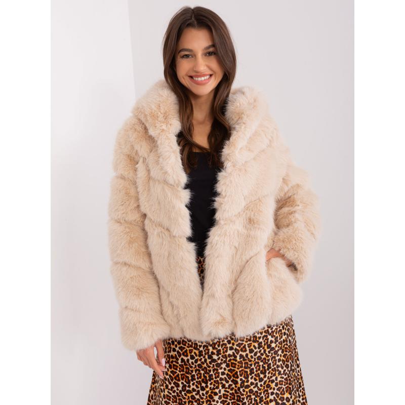 Dámská bunda s kožešinovou podšívkou OIGHTO béžová 
