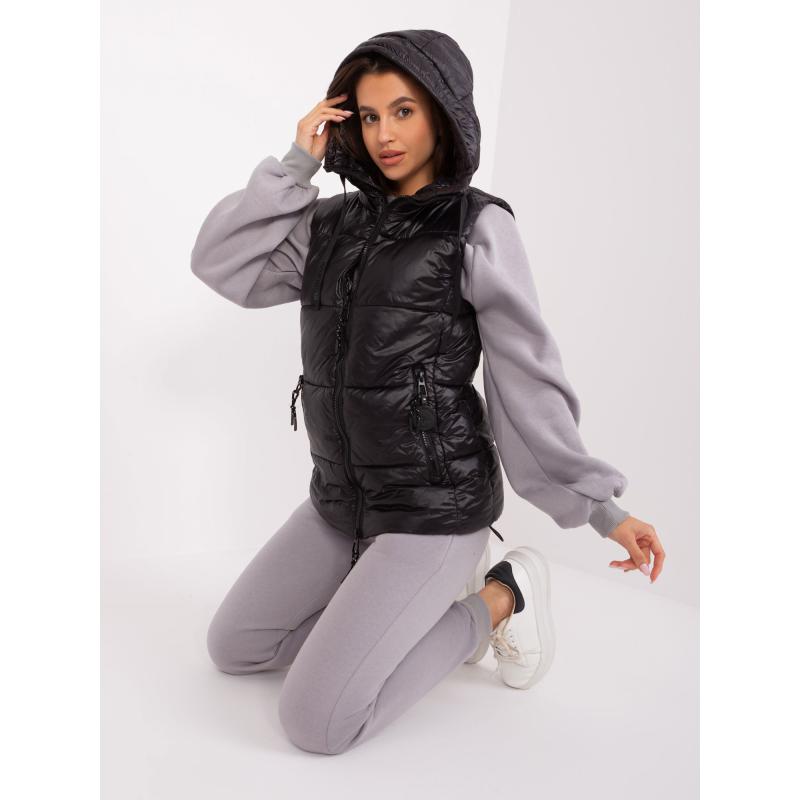 Női bélelt mellény SUBLEVEL fekete