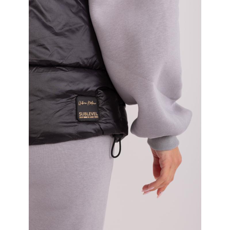 Női bélelt mellény SUBLEVEL fekete