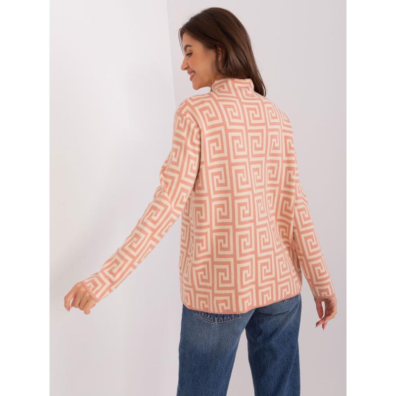 Dámsky sveter na zips DAMA broskyňovo-béžový