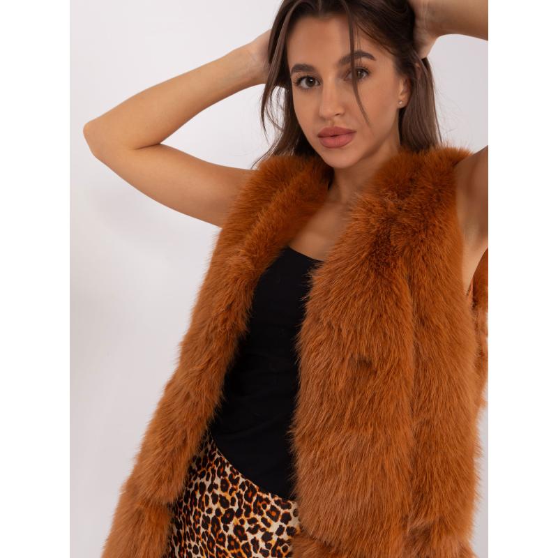 Női mellény szőrmével és zsebekkel VONTA világosbarna