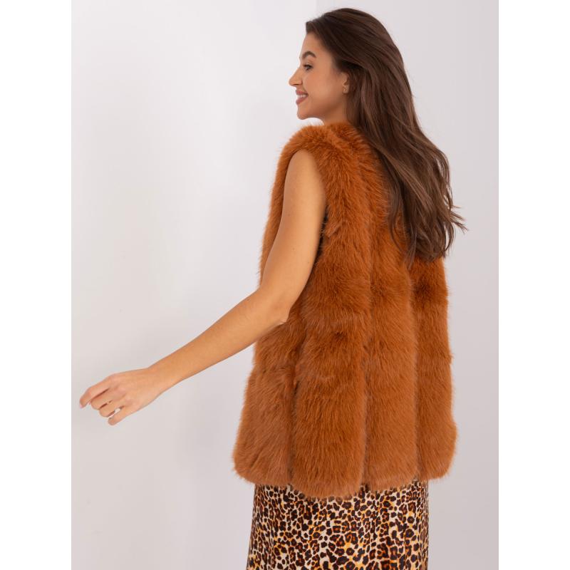 Női mellény szőrmével és zsebekkel VONTA világosbarna