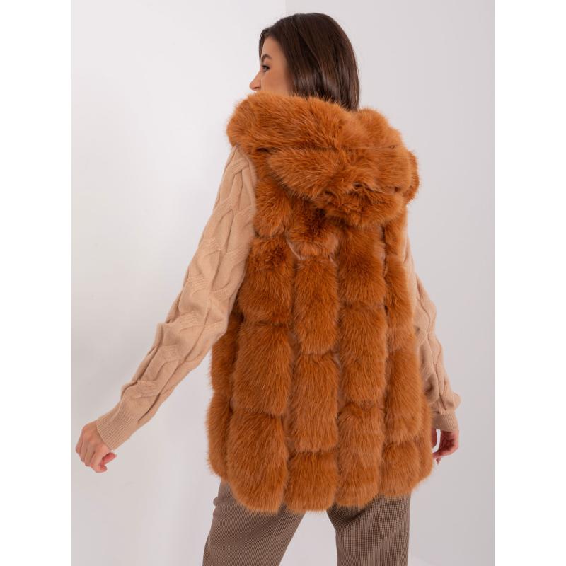 Dámská vesta s kapsami kožešinová BLYRD světle hnědá  