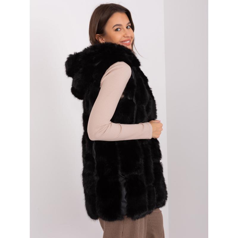 Dámská vesta se zipem kožešinová ASHA černá 