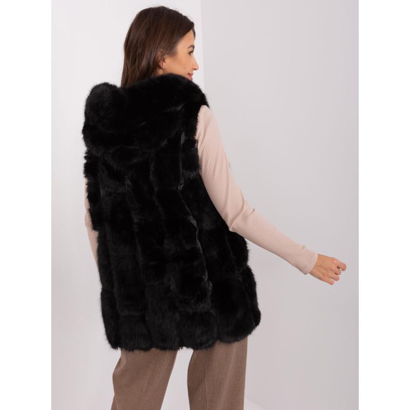 Dámská vesta se zipem kožešinová ASHA černá 