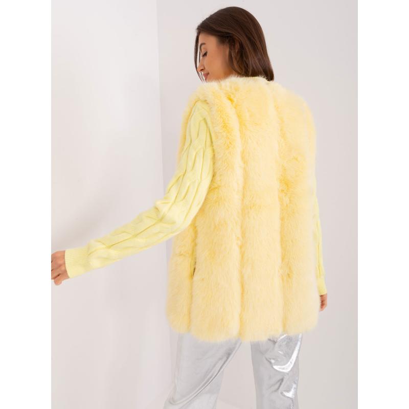 Dámská vesta z organické kožešiny OIRY světle žlutá 